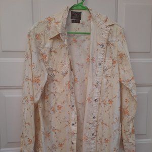 Lucky Brand Vintage Floral Western-Themed Long Sleeve Shirt, Size S